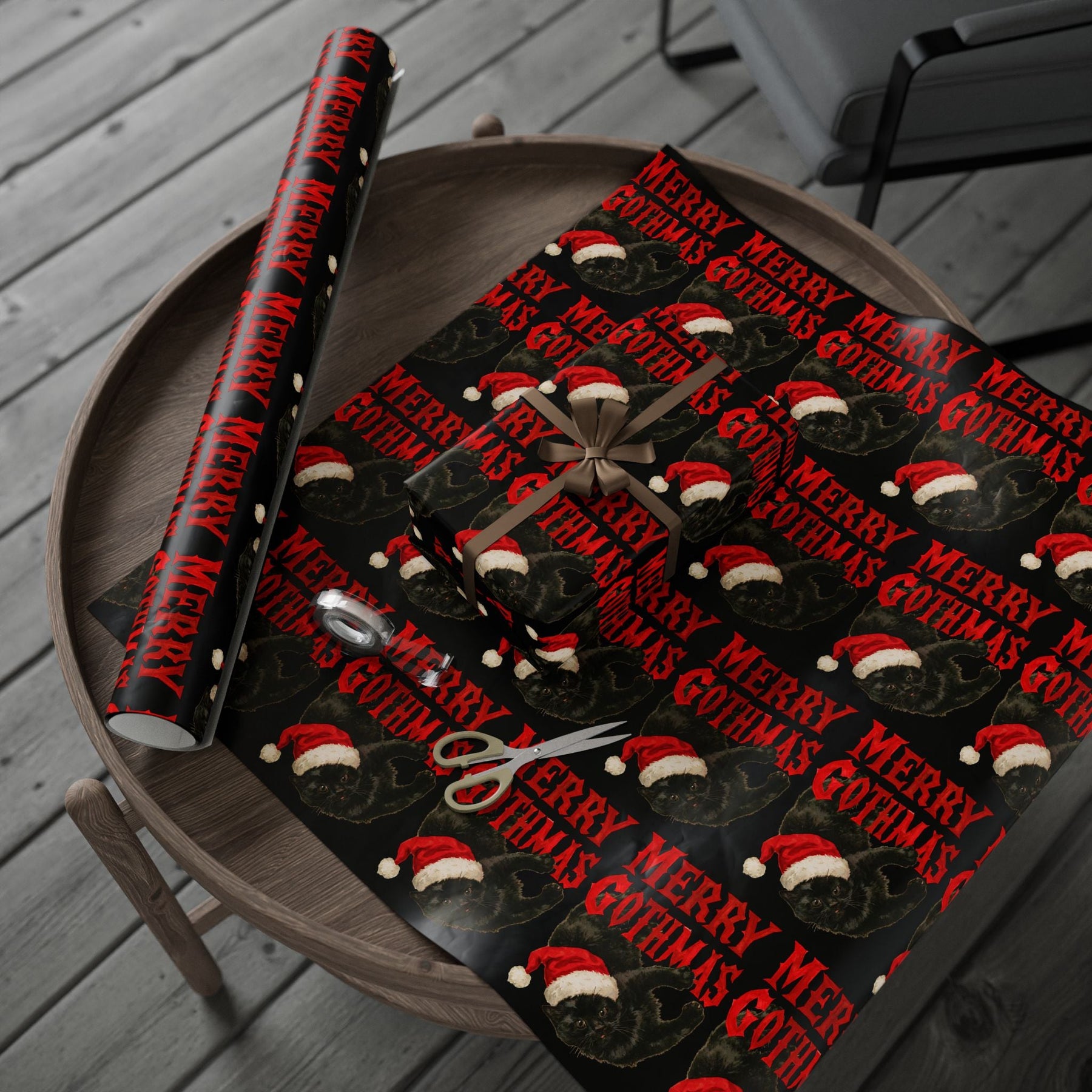 Meowy Gothmas Black Cat Gift Wrap Paper - Goth Cloth Co.Home Decor31981511472060311282