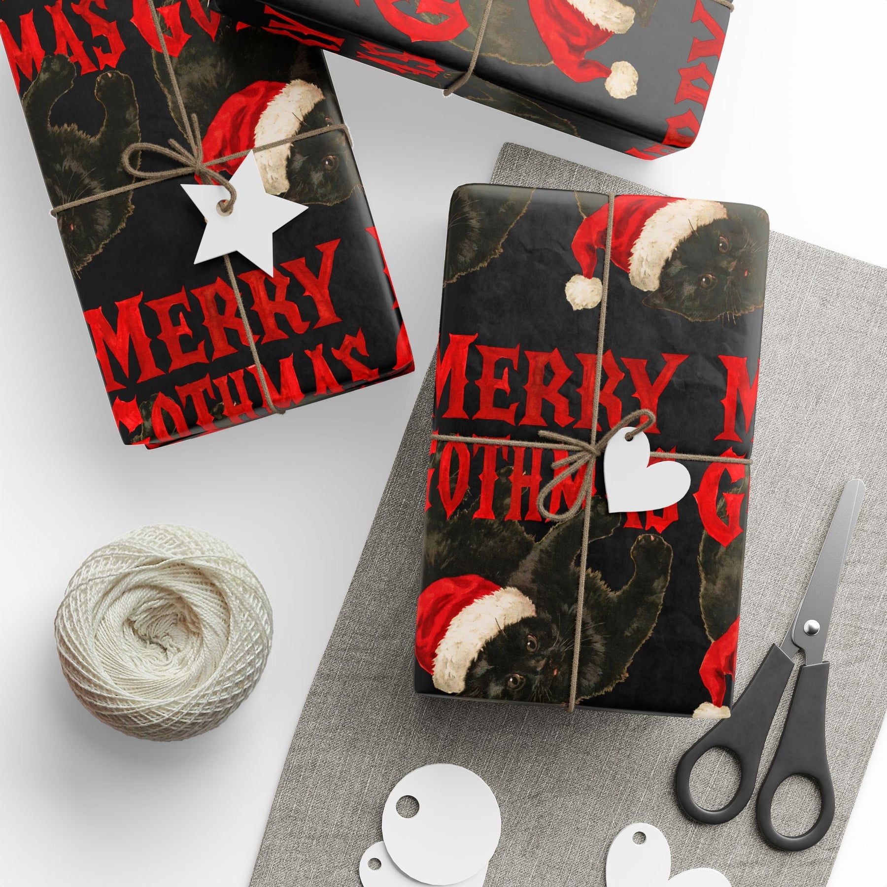 Meowy Gothmas Black Cat Gift Wrap Paper - Goth Cloth Co.Home Decor31981511472060311282