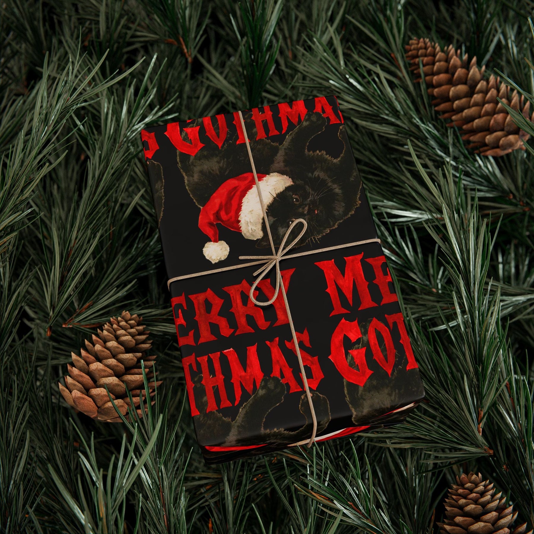 Meowy Gothmas Black Cat Gift Wrap Paper - Goth Cloth Co.Home Decor31981511472060311282
