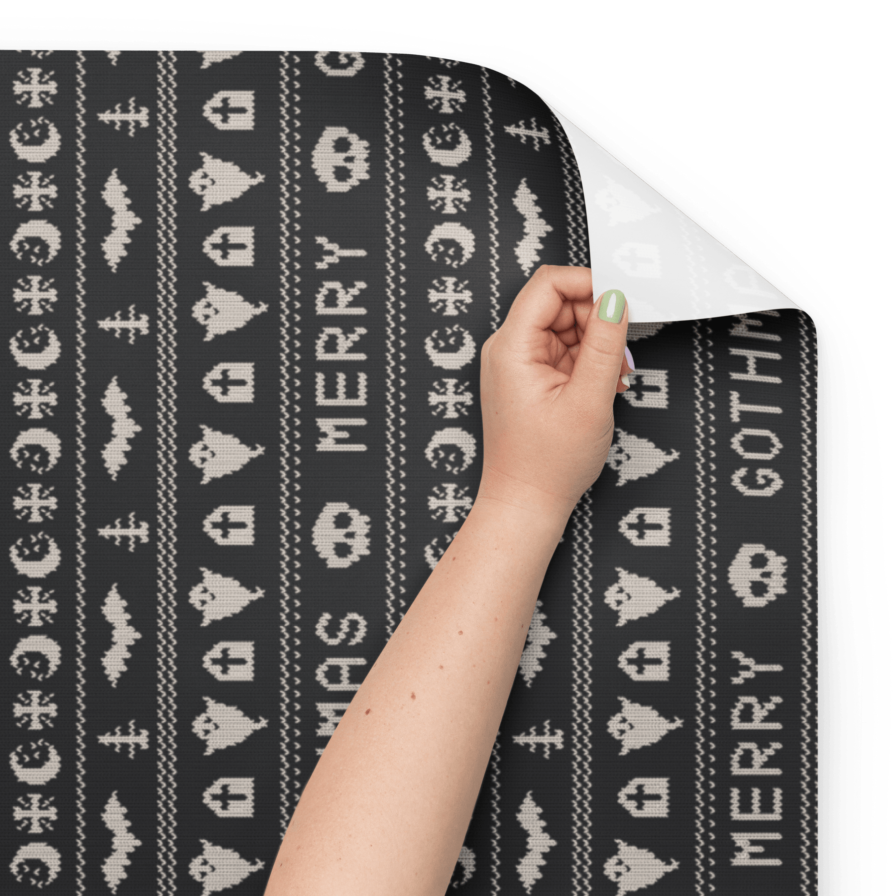 Merry Gothmas Black Spooky Gift Wrap (3 Sheets) - Goth Cloth Co.1670292_17373