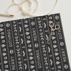 Merry Gothmas Black Spooky Gift Wrap (3 Sheets) - Goth Cloth Co.1670292_17373