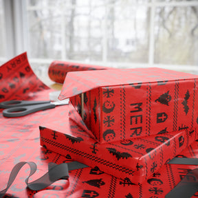 Merry Gothmas Red Spooky Gift Wrap - Goth Cloth Co.Home Decor30002343907502758631