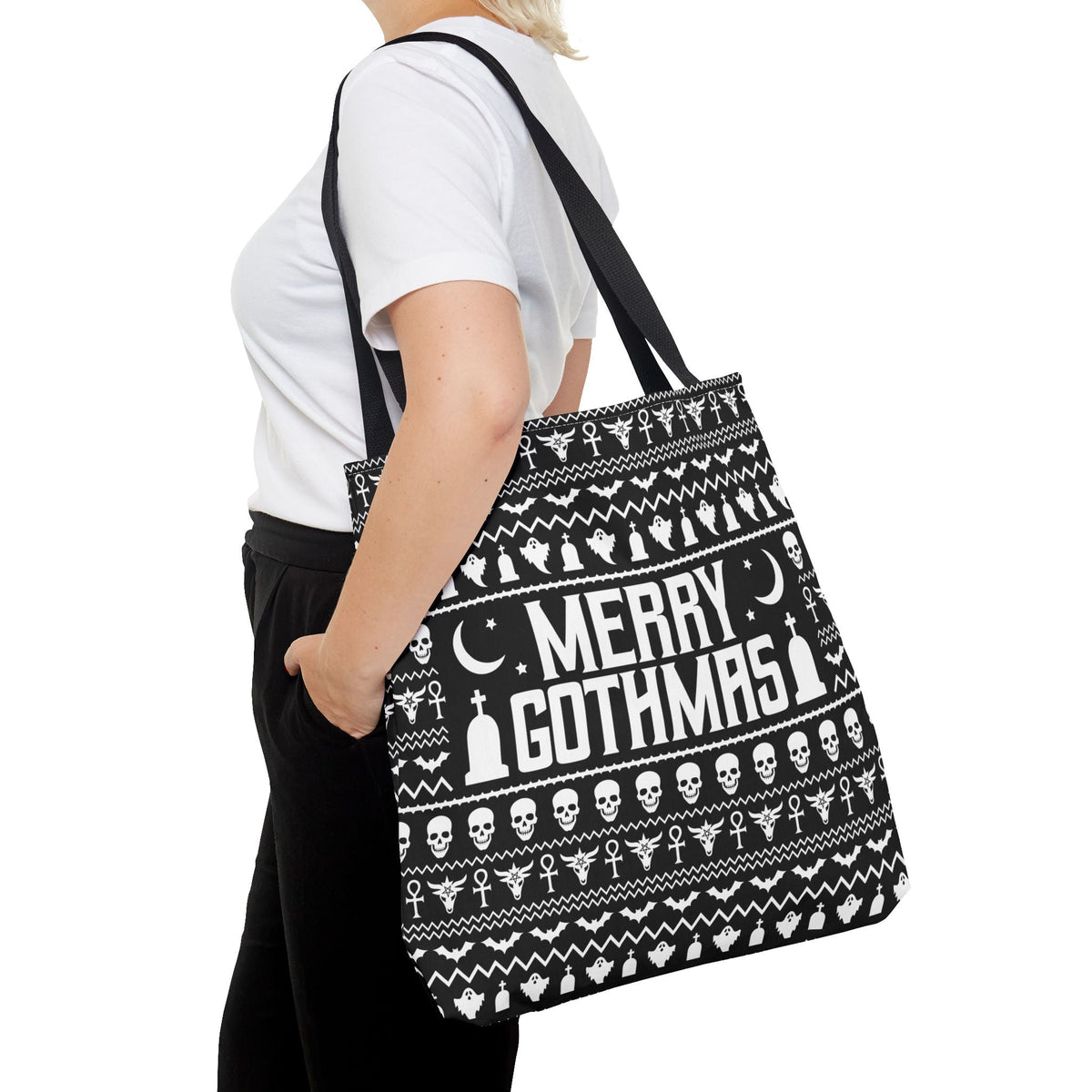 Merry Gothmas Sweater Reusable Gift Bag Tote - Goth Cloth Co.Bags68663911810272514665
