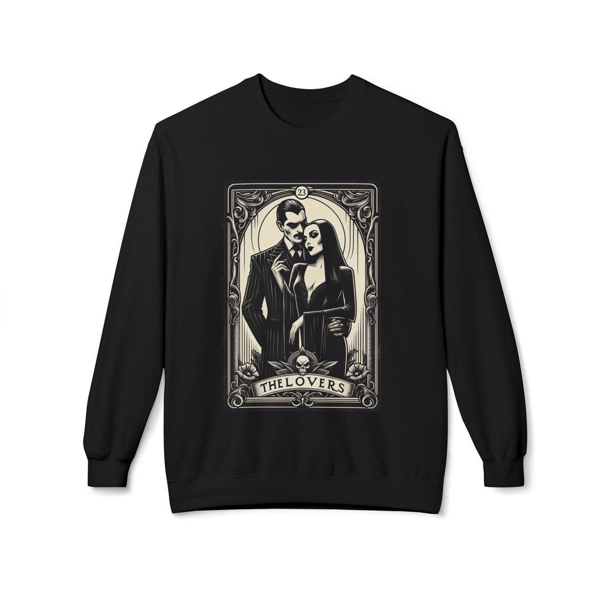 Morticia and Gomez Addams Fleece Crewneck Sweatshirt - Goth Cloth Co.Sweatshirt16773534751620243673