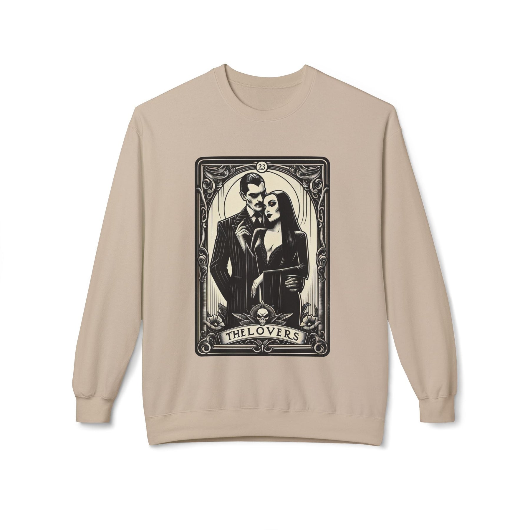 Morticia and Gomez Addams Fleece Crewneck Sweatshirt - Goth Cloth Co.Sweatshirt29498506331420203335