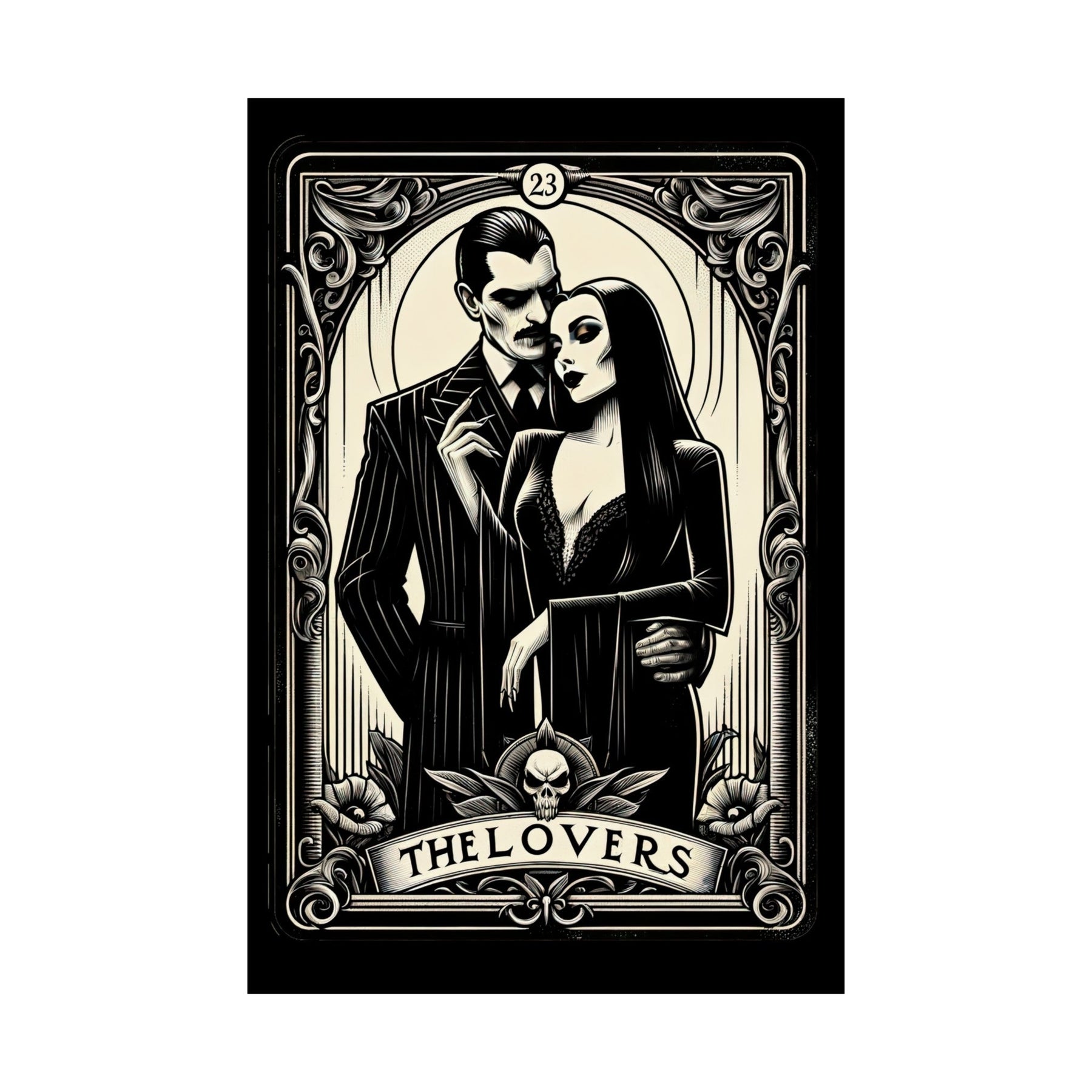 Morticia & Gomez 'The Lovers' Tarot Style Framed Poster - Goth Cloth Co.Poster10208605849313149105