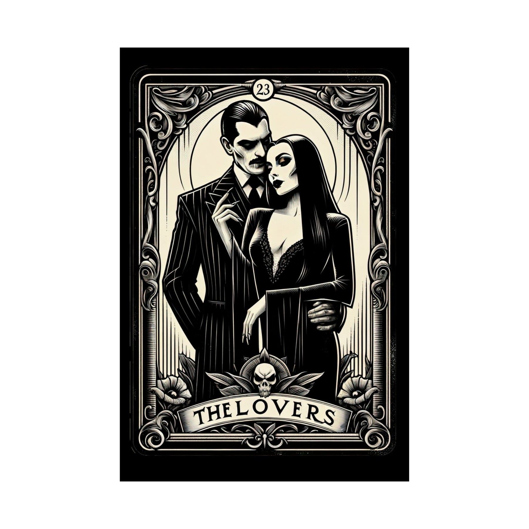 Morticia & Gomez 'The Lovers' Tarot Style Framed Poster - Goth Cloth Co.Poster66044452277770352252