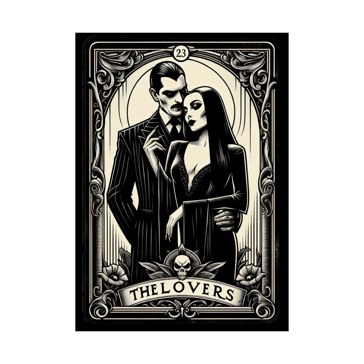 Morticia & Gomez 'The Lovers' Tarot Style Framed Poster - Goth Cloth Co.Poster67856818649236656038