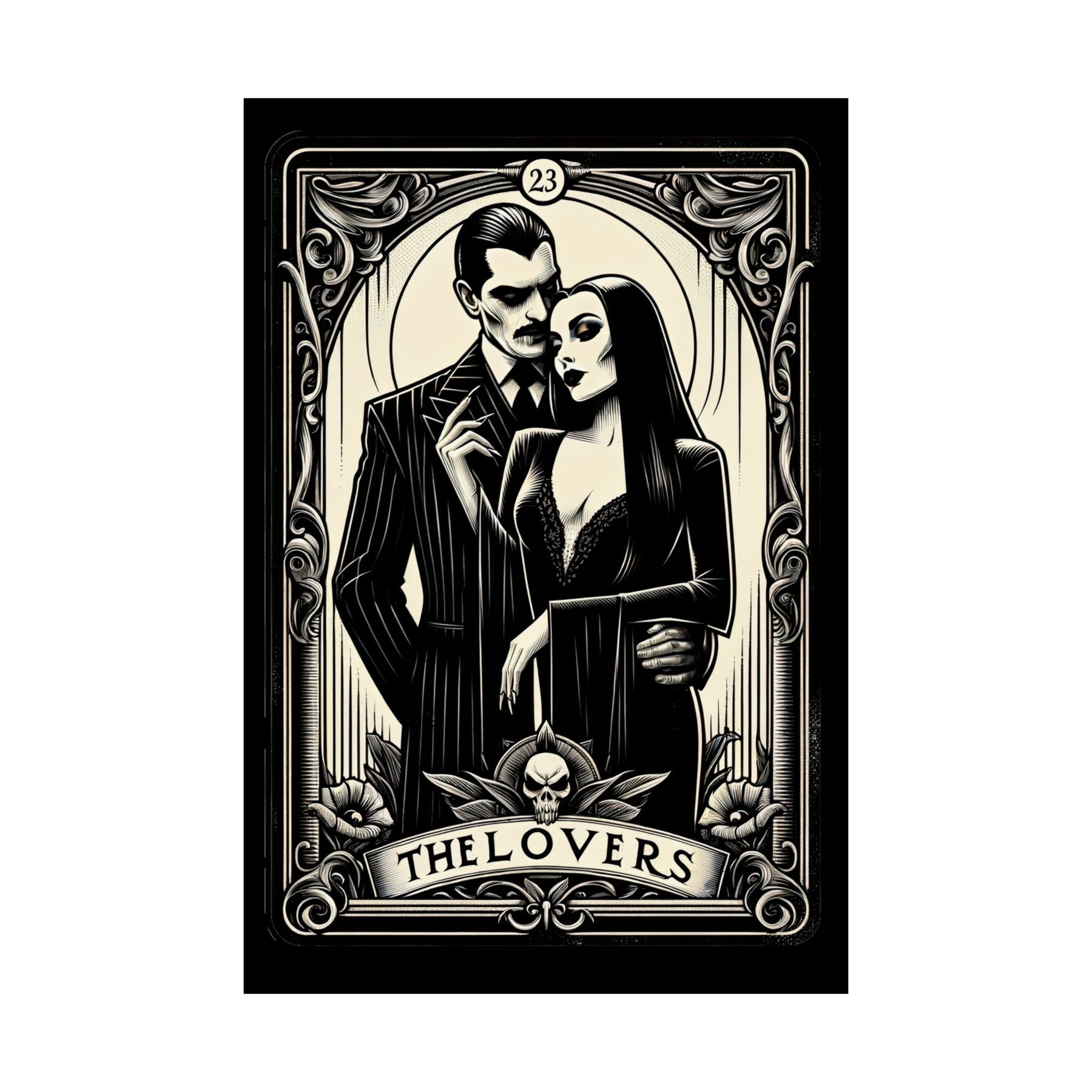 Morticia & Gomez 'The Lovers' Tarot Style Framed Poster - Goth Cloth Co.Poster92937150788127324060