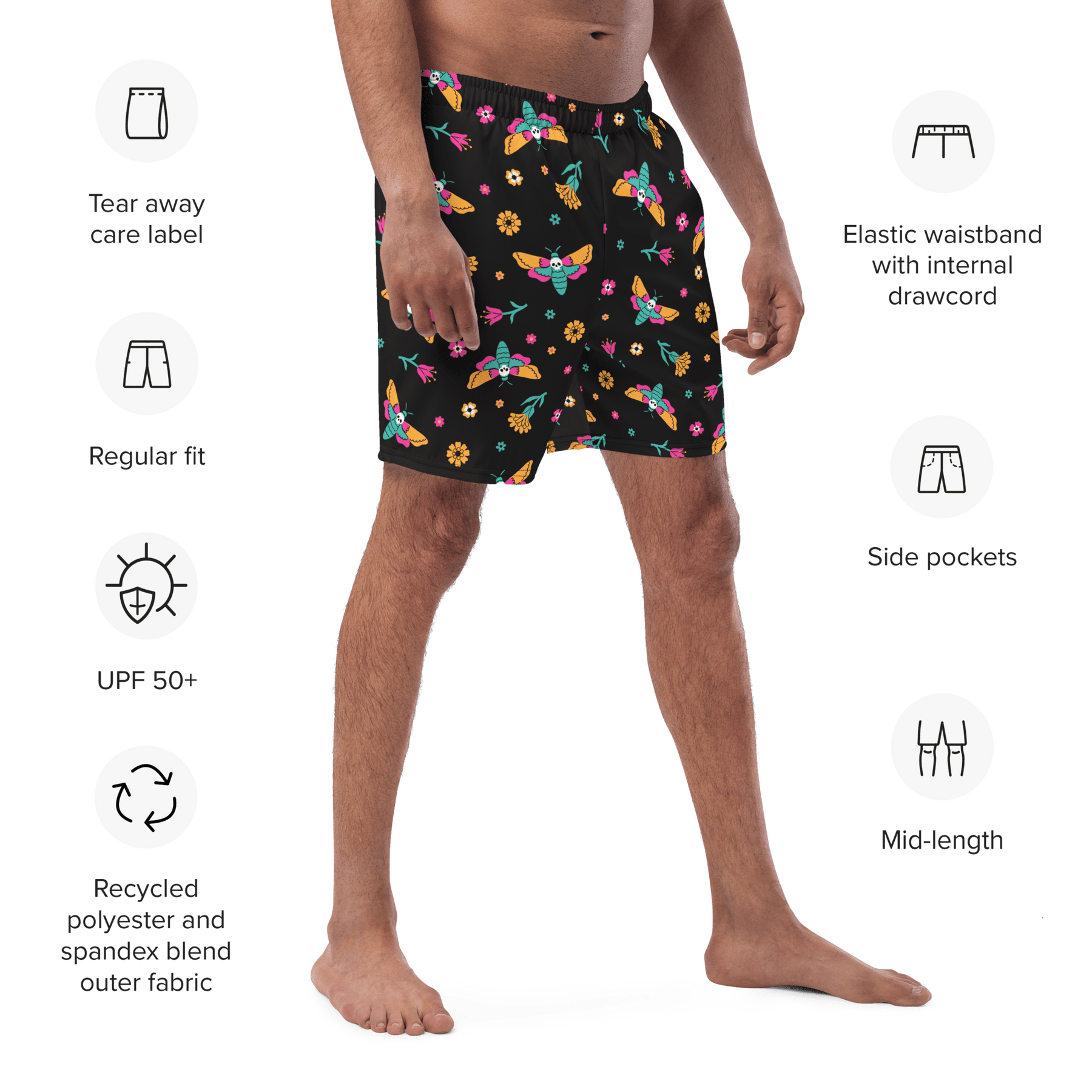 Moth Magic Men's Lined Swim Trunks - Goth Cloth Co.6051836_14636