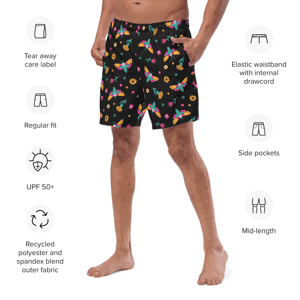 Moth Magic Men's Lined Swim Trunks - Goth Cloth Co.6051836_14636