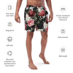 Mourning Rose Men's Lined Swim Trunks - Goth Cloth Co.5524525_14636
