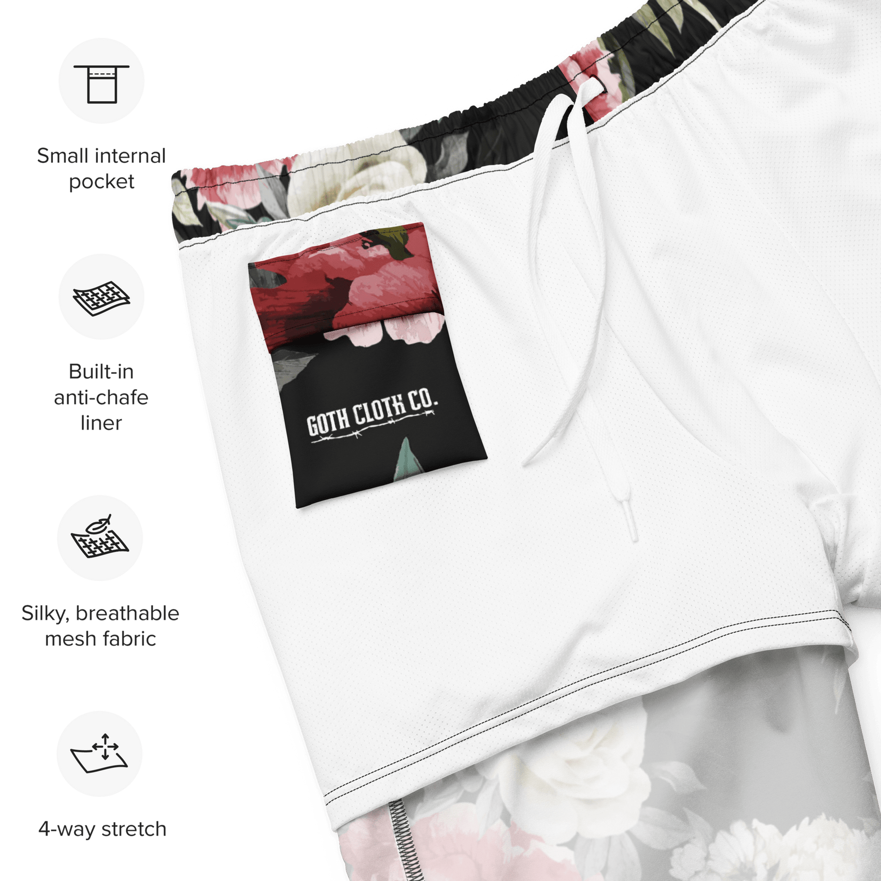 Mourning Rose Men's Lined Swim Trunks - Goth Cloth Co.5524525_14636