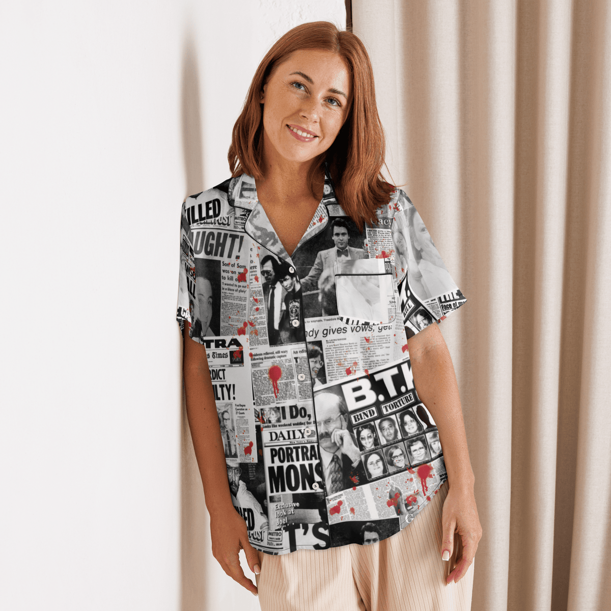 Murder Ink Silky Pajama Top - Goth Cloth Co.7699885_20964