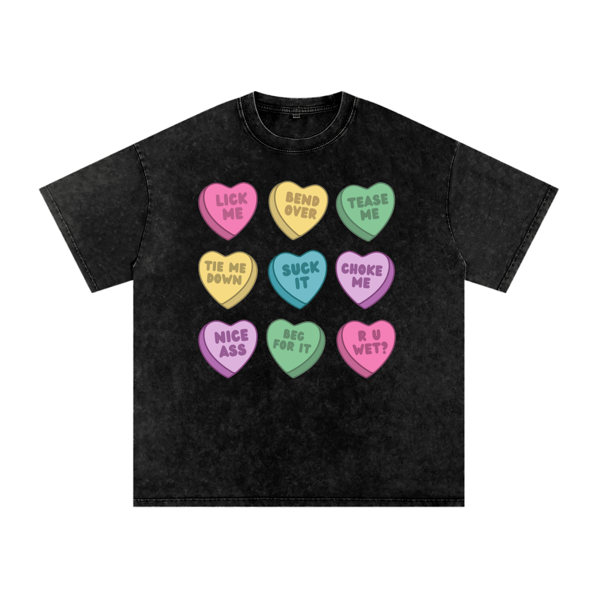 Naughty Hearts Snow Washed Oversized T-Shirt - Goth Cloth Co.260128PODPQ1547001