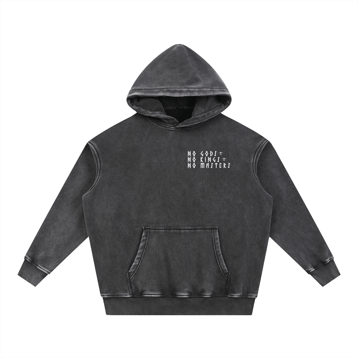 No Kings No Gods Snow Wash Fleece Oversize Hoodie - Goth Cloth Co.251219PODRB0423001