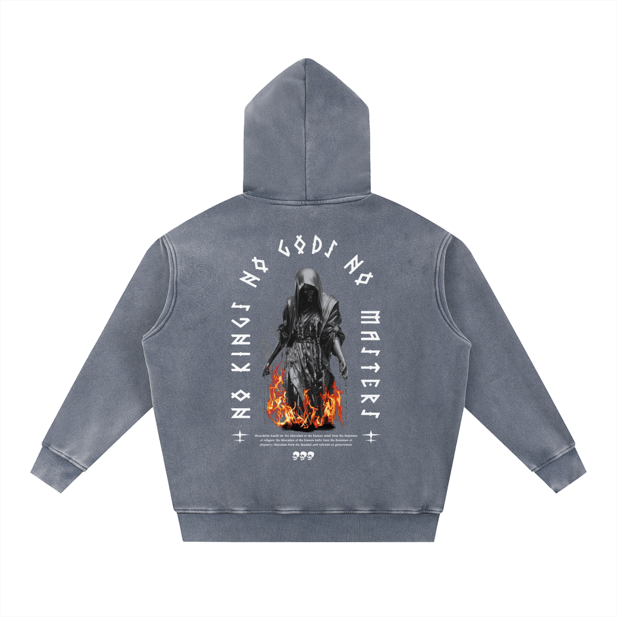 No Kings No Gods Snow Wash Fleece Oversize Hoodie - Goth Cloth Co.251219PODRB0423006