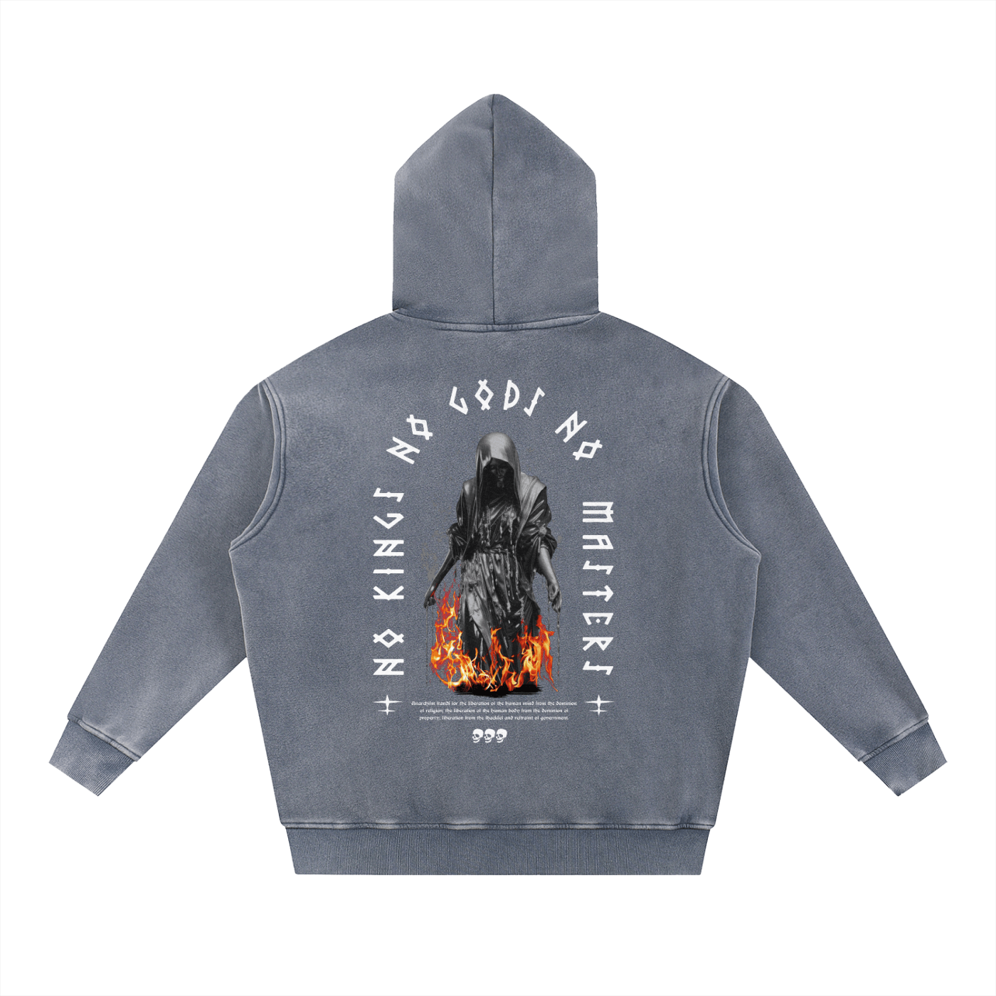 No Kings No Gods Snow Wash Fleece Oversize Hoodie - Goth Cloth Co.251219PODRB0423006