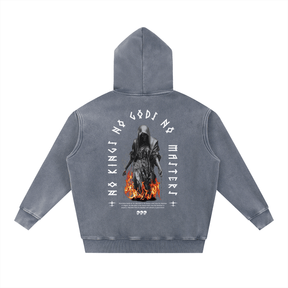 No Kings No Gods Snow Wash Fleece Oversize Hoodie - Goth Cloth Co.251219PODRB0423006