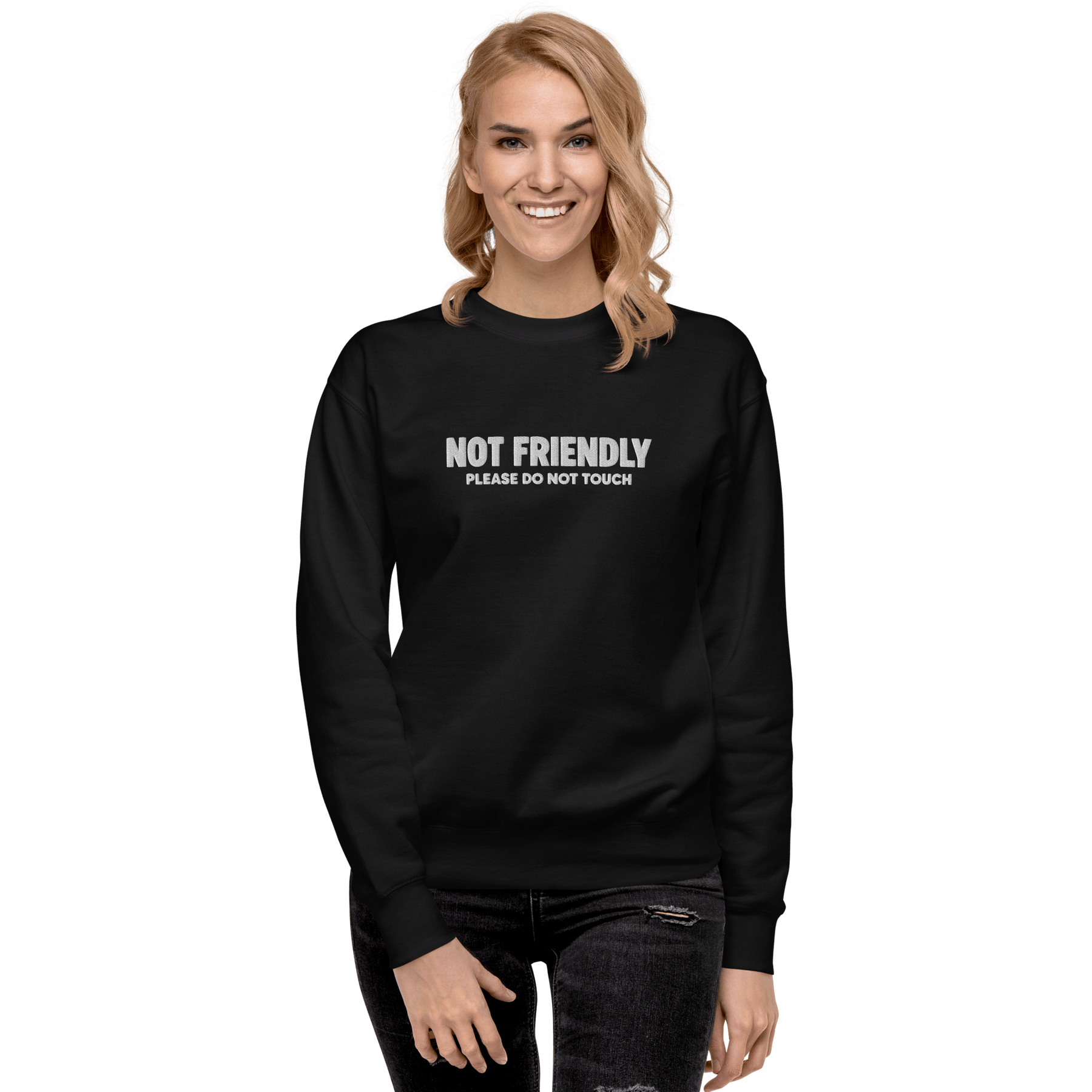 Not Friendly Embroidered Sweatshirt - Goth Cloth Co.Sweatshirt6995611_25544