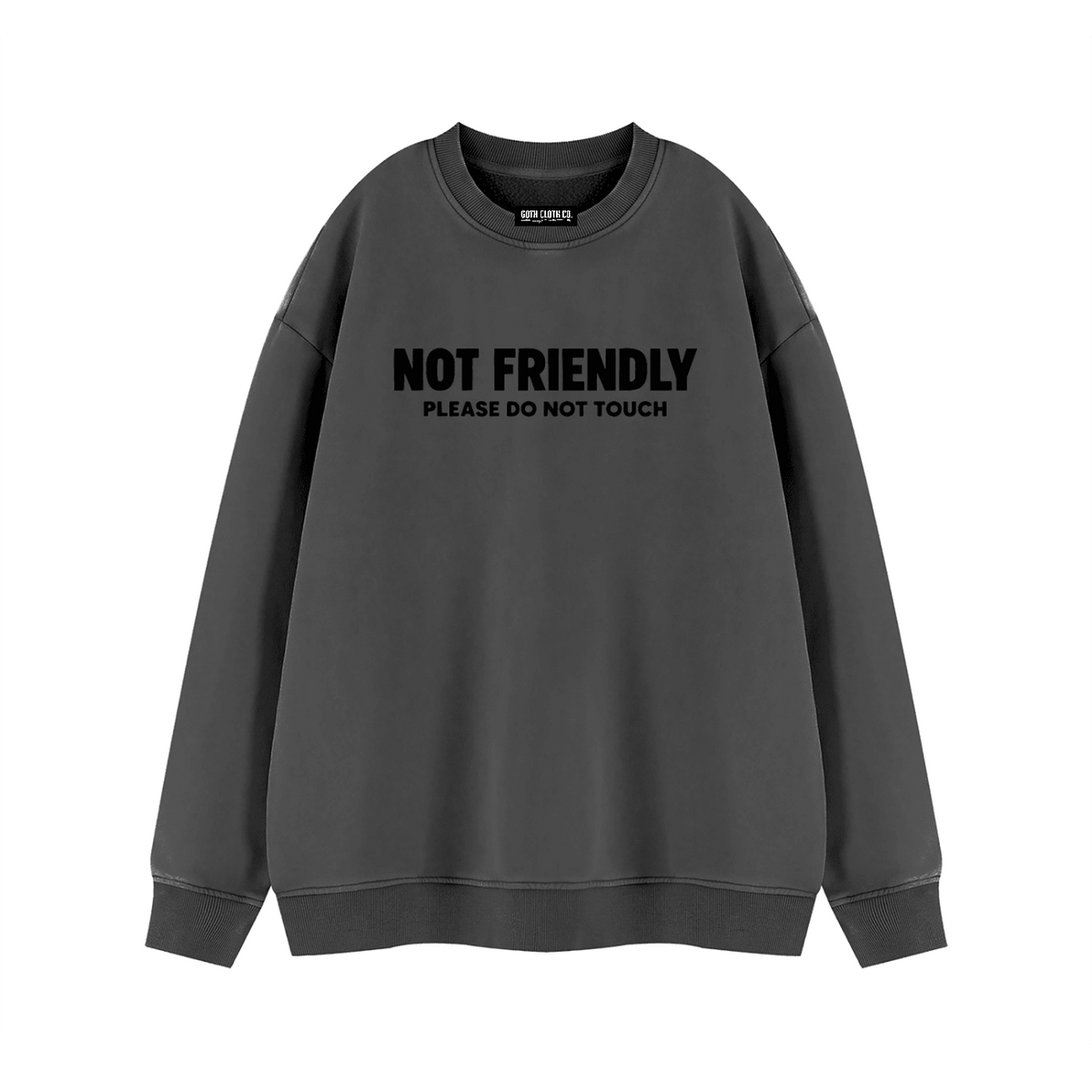 Not Friendly Vintage Wash Fleece Sweatshirt - Goth Cloth Co.260916PODRA0689001