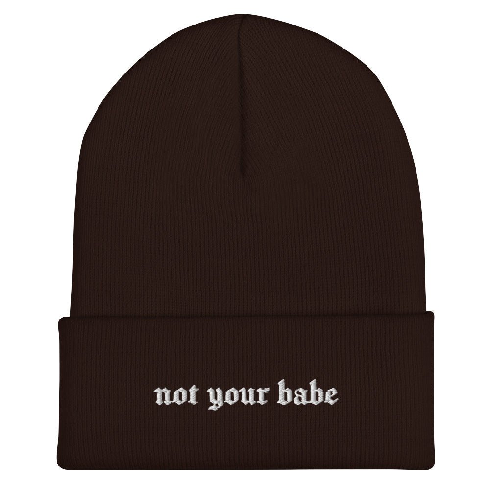 Not Your Babe Gothic Font Knit Beanie - Goth Cloth Co.5126903_12880