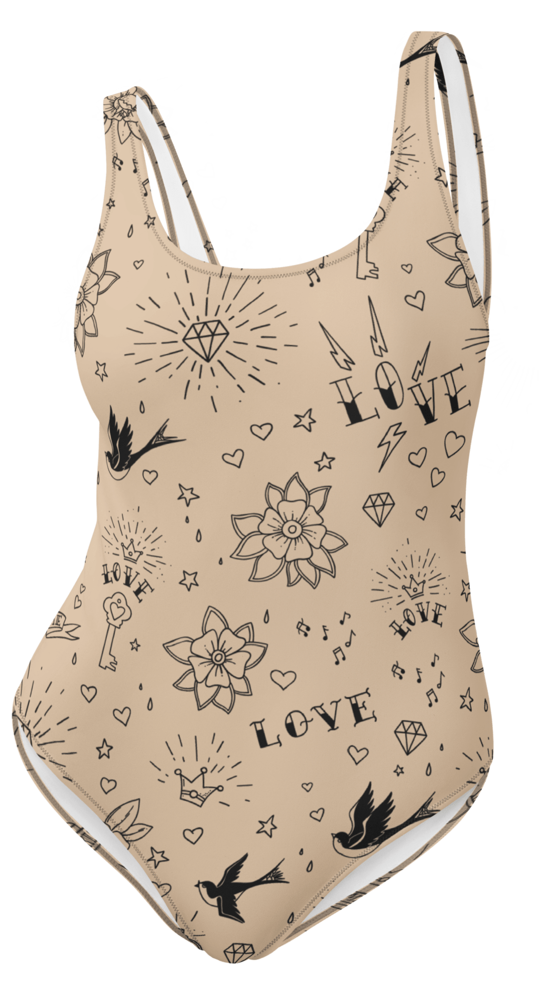 Nude Tattoo One - Piece Swimsuit (Ready to Ship) - Goth Cloth Co.5373487_1203A