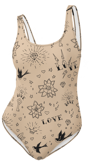 Nude Tattoo One - Piece Swimsuit (Ready to Ship) - Goth Cloth Co.5373487_1203A