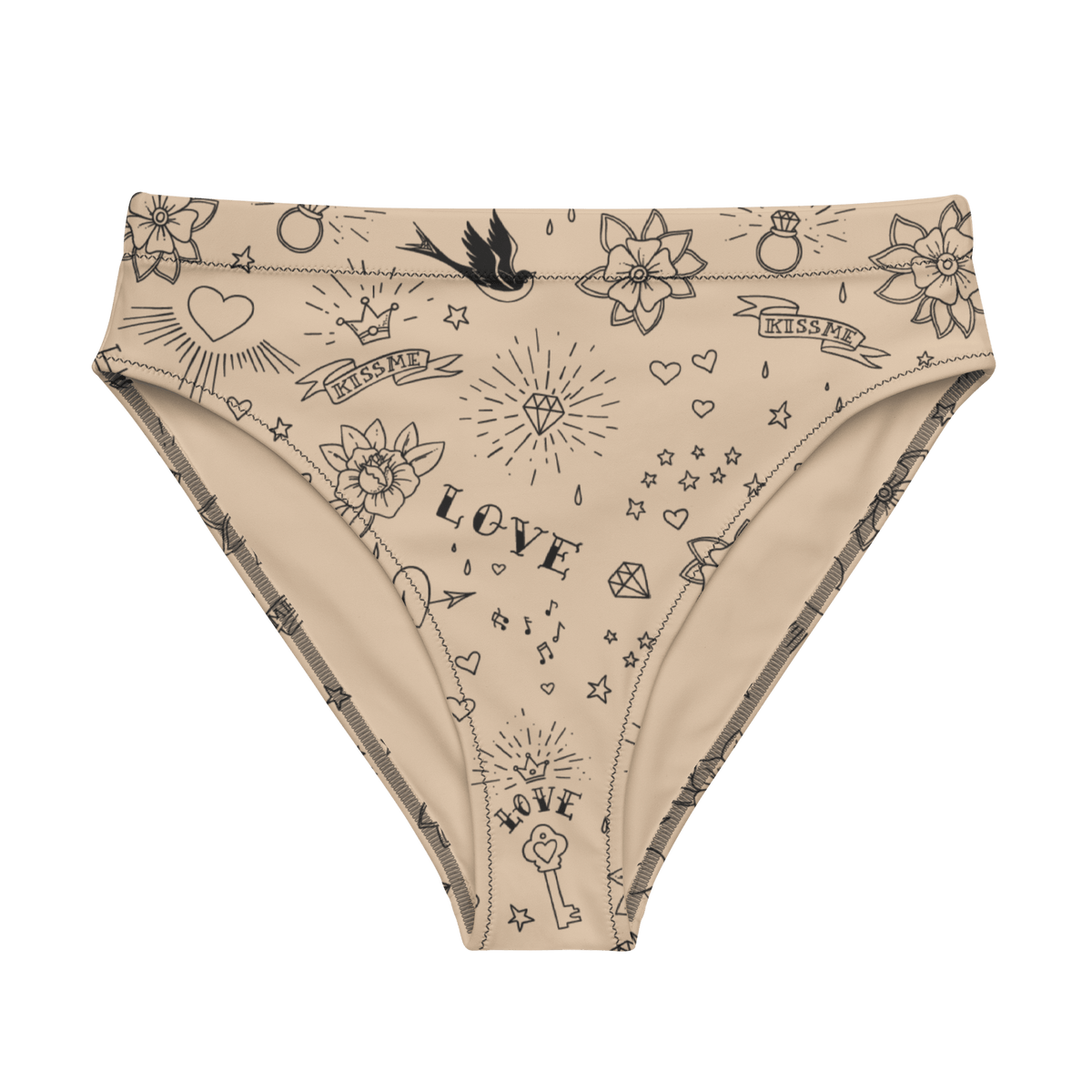 Nude Tattoo Sport High - Waisted Bikini Bottom - Goth Cloth Co.9963943_12042