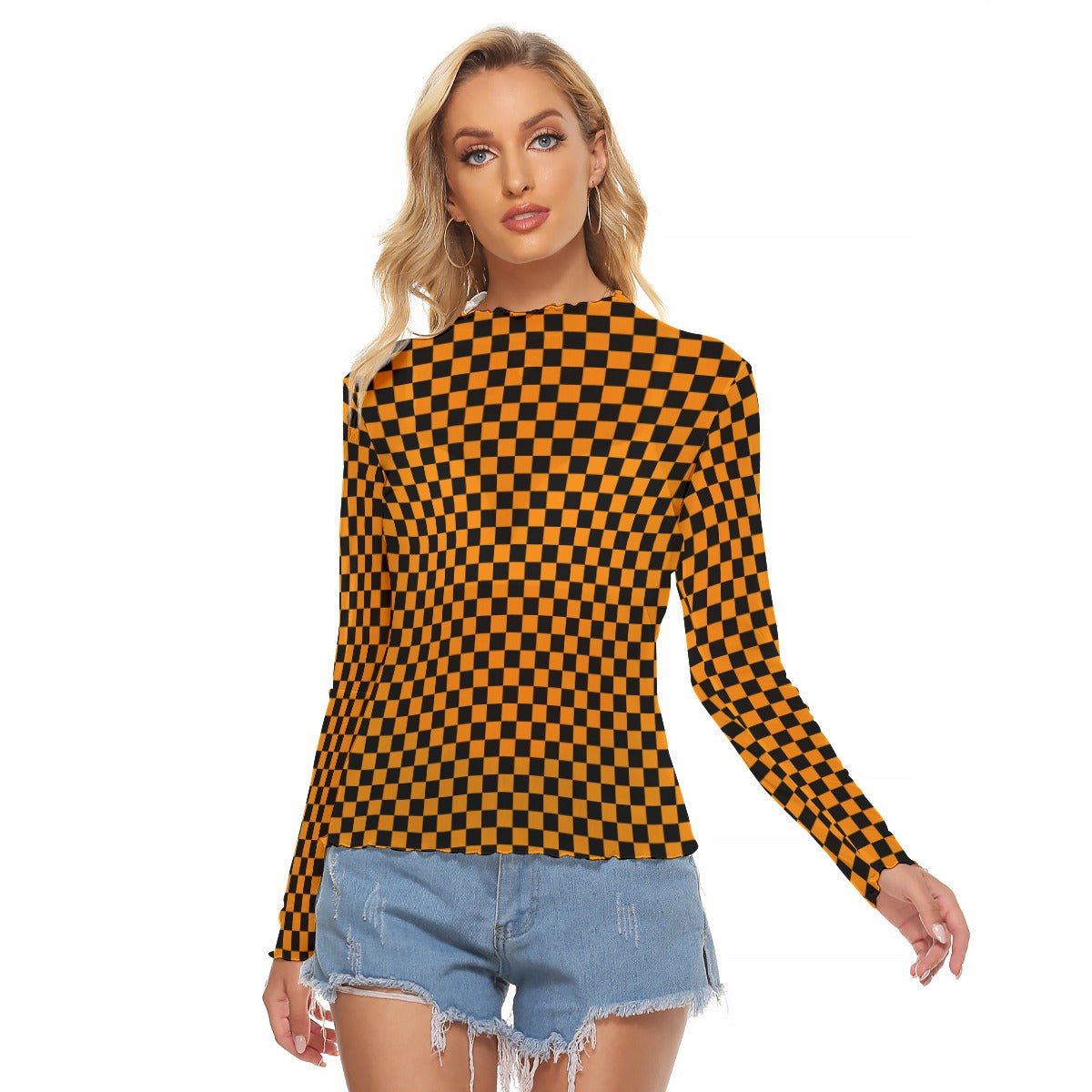 October Tiles Women's Long Sleeve Mesh Top - Goth Cloth Co.ADS-3WTXWC16-PFCWX-FFFFFF-XS