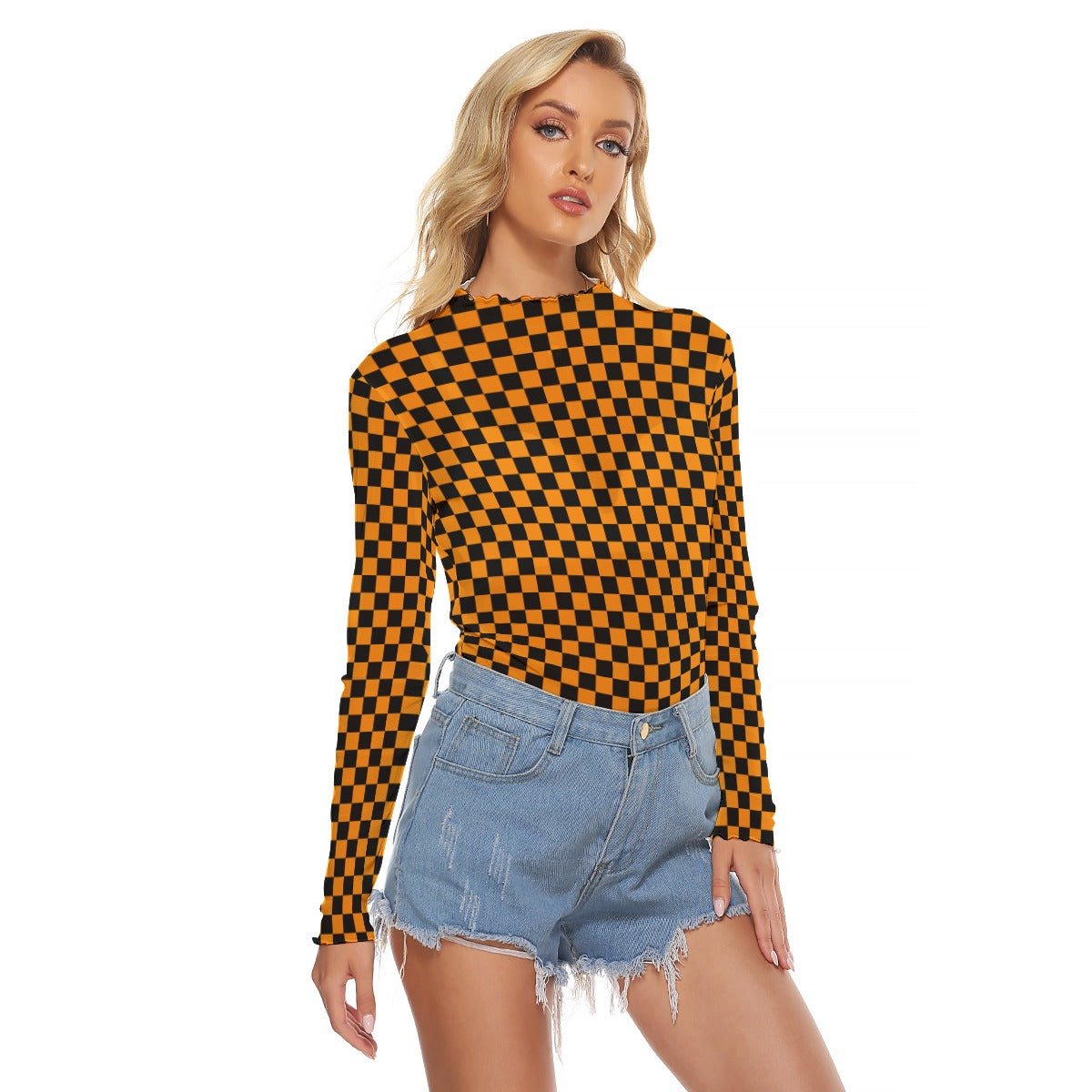 October Tiles Women's Long Sleeve Mesh Top - Goth Cloth Co.ADS-3WTXWC16-PFCWX-FFFFFF-XS