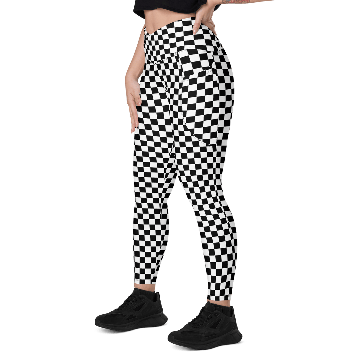 OG Checkerboard Crossover Leggings with Pockets - Goth Cloth Co.8771517_14137