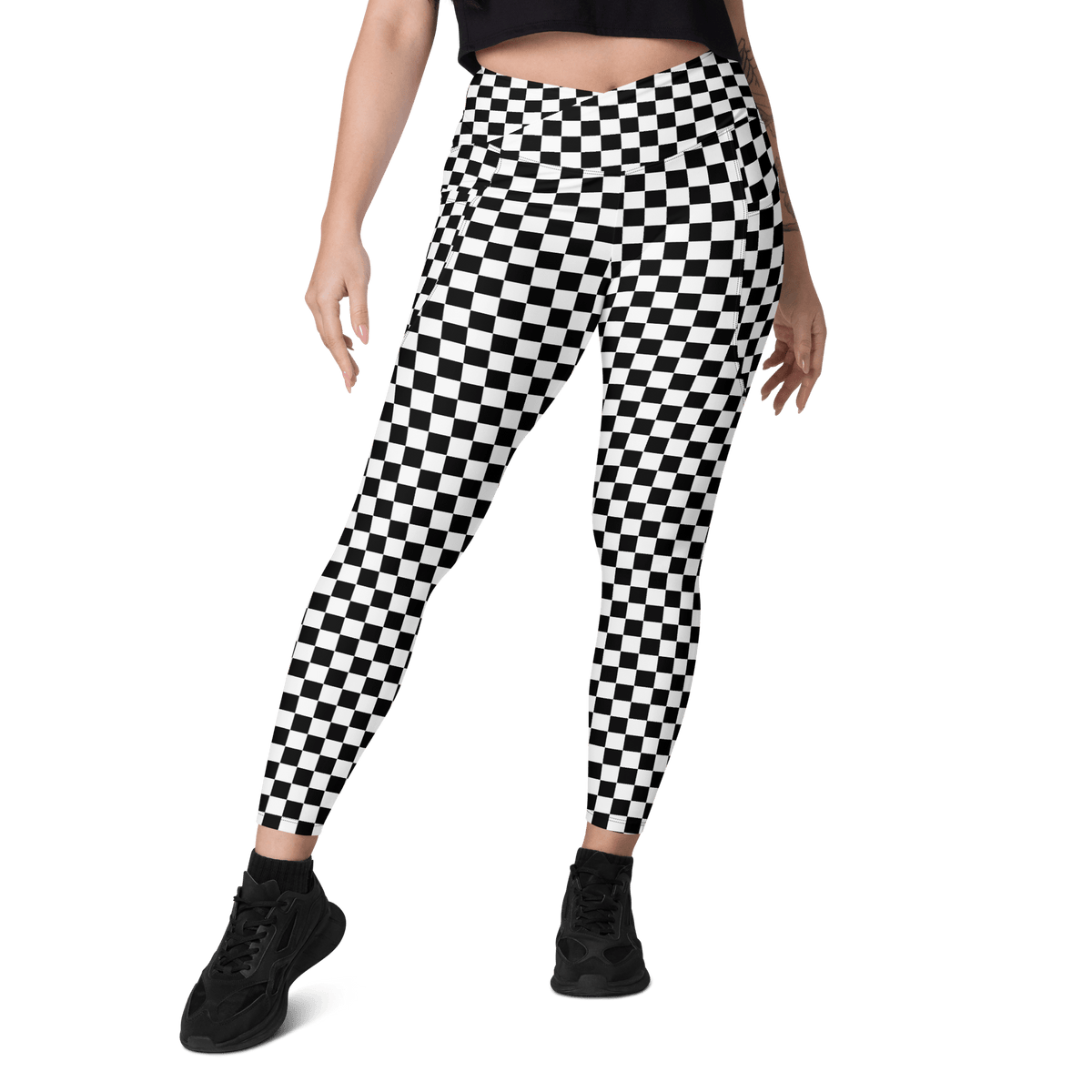 OG Checkerboard Crossover Leggings with Pockets - Goth Cloth Co.8771517_14137