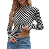 OG Checkered Women's Long Sleeve Mesh Top - Goth Cloth Co.ADS-3WTXWC16-PFCWT-FFFFFF-XS