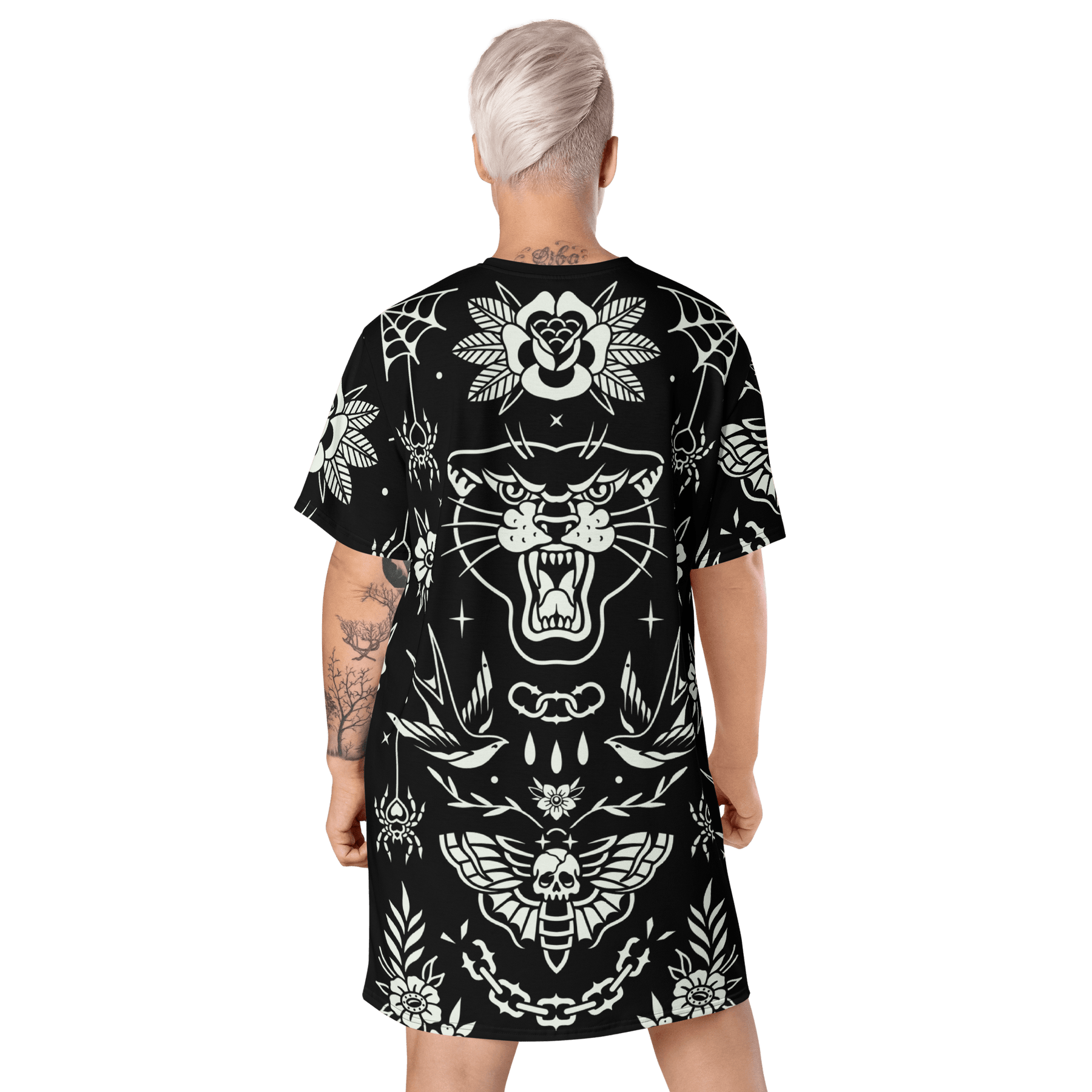 Old School Ink T-Shirt Dress (Ready to Ship) - Goth Cloth Co.