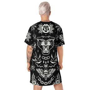 Old School Ink T-Shirt Dress (Ready to Ship) - Goth Cloth Co.