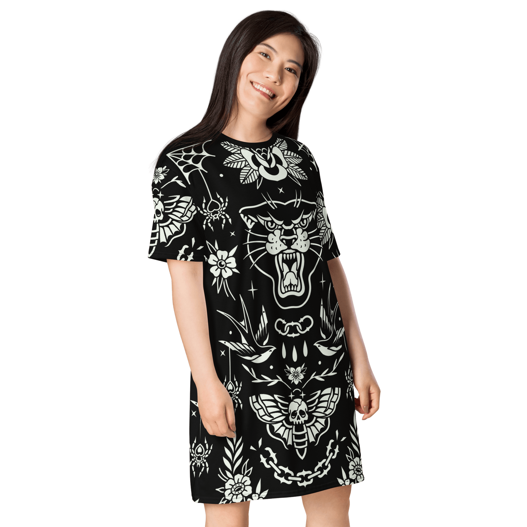 Old School Ink T-Shirt Dress (Ready to Ship) - Goth Cloth Co.
