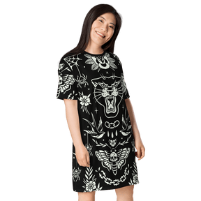 Old School Ink T-Shirt Dress (Ready to Ship) - Goth Cloth Co.