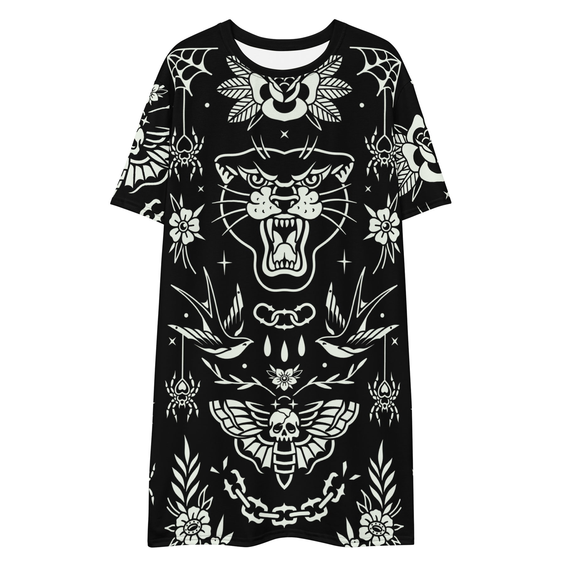 Old School Ink T-Shirt Dress (Ready to Ship) - Goth Cloth Co.