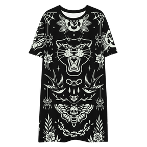 Old School Ink T-Shirt Dress (Ready to Ship) - Goth Cloth Co.