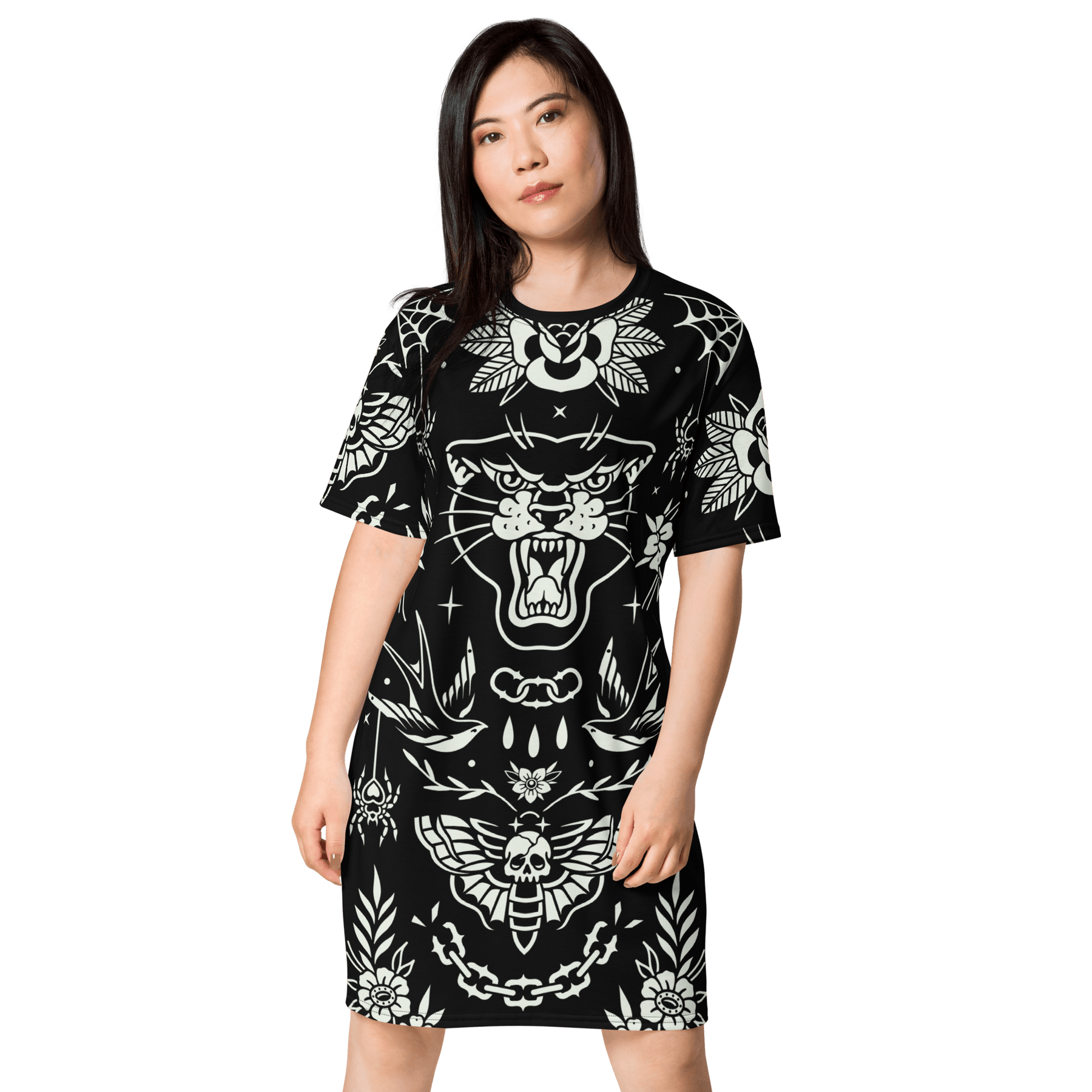 Old School Ink T-Shirt Dress (Ready to Ship) - Goth Cloth Co.