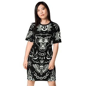 Old School Ink T-Shirt Dress (Ready to Ship) - Goth Cloth Co.