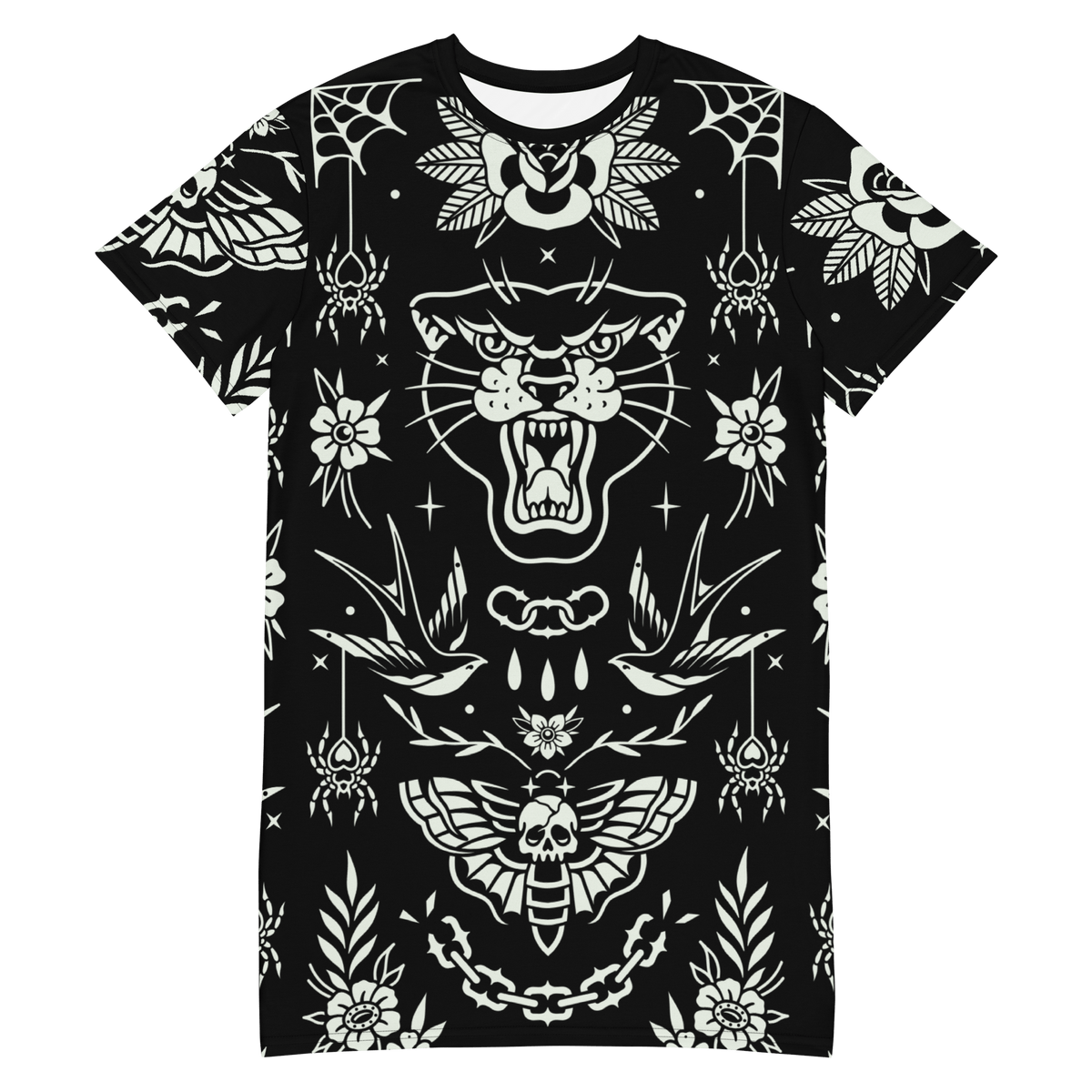 Old School Ink T-Shirt Dress (Ready to Ship) - Goth Cloth Co.