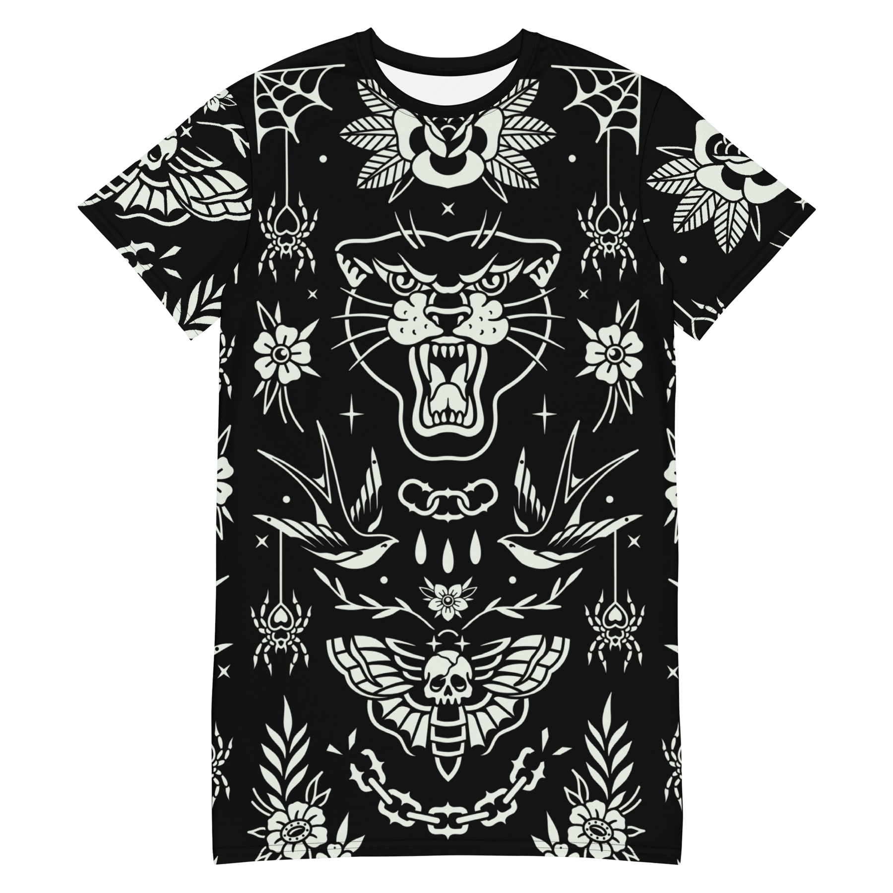 Old School Ink T-Shirt Dress (Ready to Ship) - Goth Cloth Co.