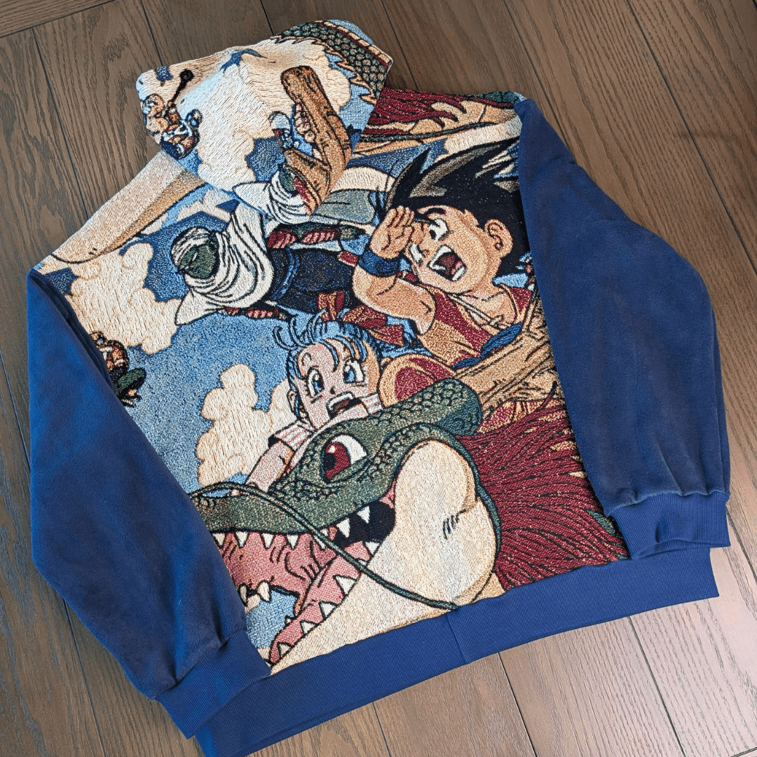 One - of - One Handmade Dragon Ball Z Fleece Hoodie (XL) - Goth Cloth Co.