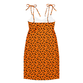 Orange Eclipse Tie Strap Midi Dress (Ready to Ship) - Goth Cloth Co.