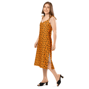 Orange Eclipse Tie Strap Midi Dress (Ready to Ship) - Goth Cloth Co.