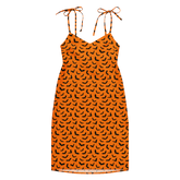 Orange Eclipse Tie Strap Midi Dress (Ready to Ship) - Goth Cloth Co.