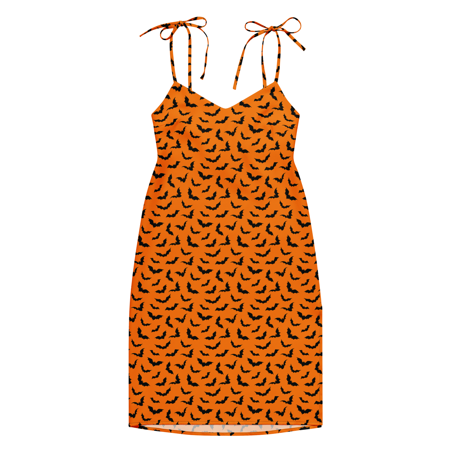 Orange Eclipse Tie Strap Midi Dress (Ready to Ship) - Goth Cloth Co.