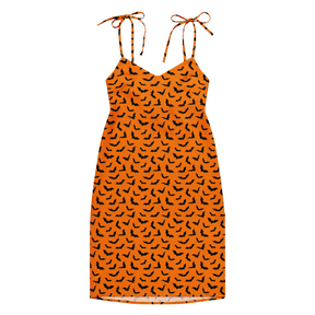 Orange Eclipse Tie Strap Midi Dress (Ready to Ship) - Goth Cloth Co.